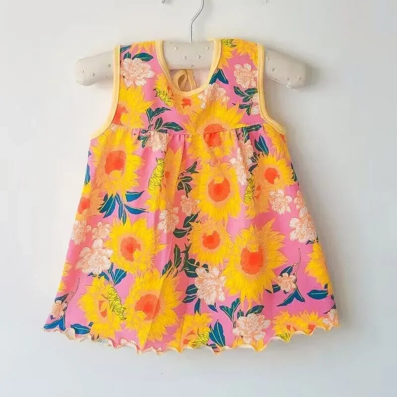 Baby Girl Embroidered Floral Cotton Sleeveless Dress Soft Breathable 100 Percent Cotton For Sensitive Skin