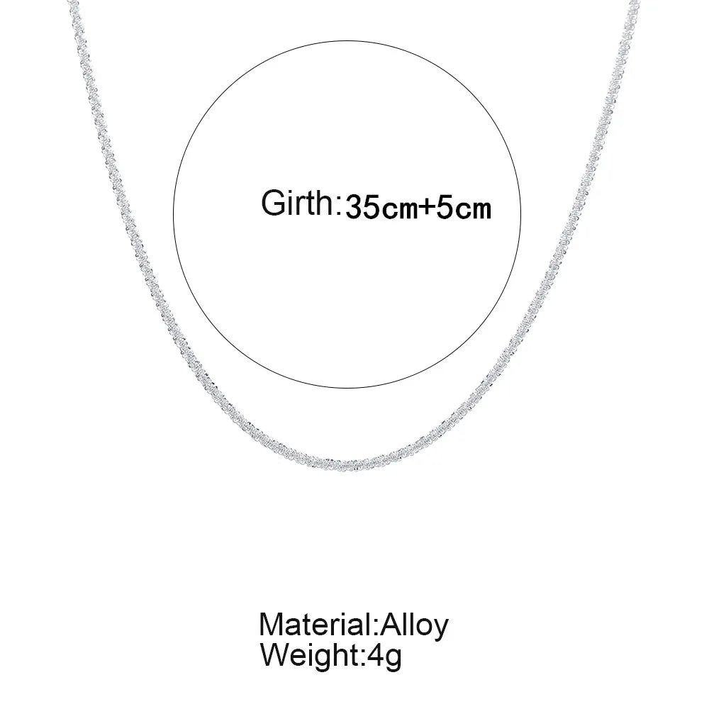 Sparkling Necklace Trendy Chain Choker for Women Fashion Brilliant Crystal Silver Plated Necklaces Accessories Jewelry Gift 2024
