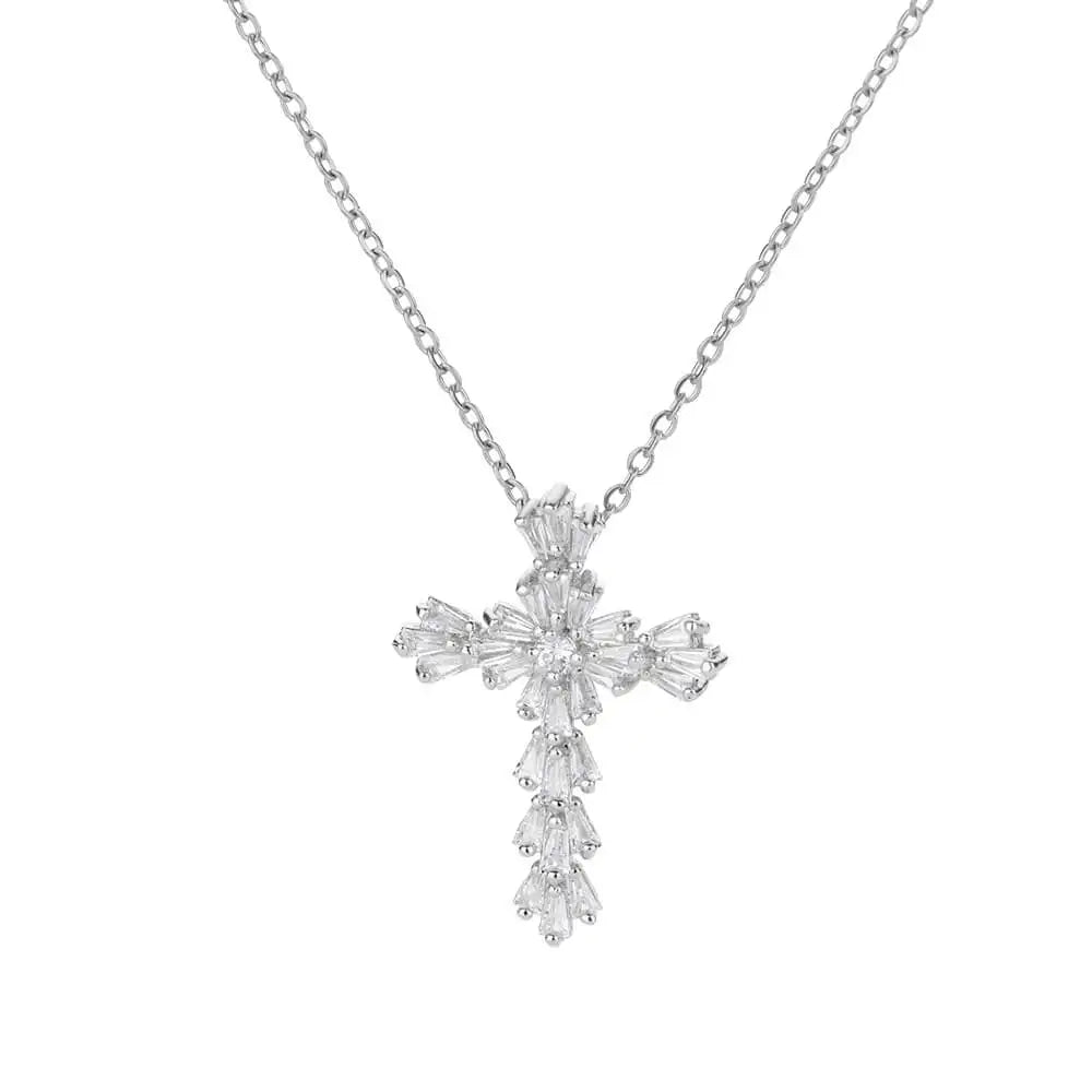 Stainless Steel Jesus Cross Necklace For Women'S Men Gold Color Caravaca Angels Crucifix Charm Choker Rapper Jewelry Hip Hop