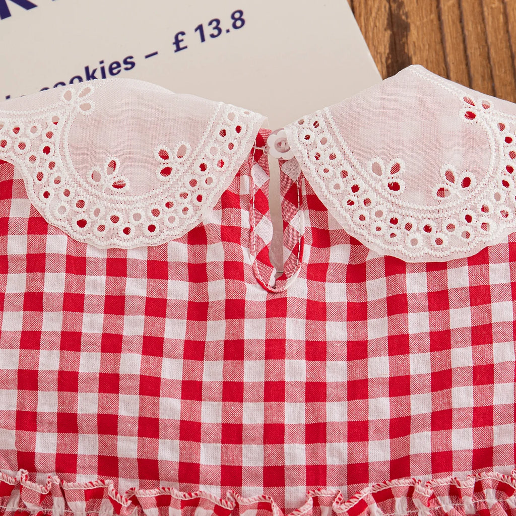 Summer New Baby Girl Plaid Dress Cute Red Strawberry Children'S Clothing (6 Months -3 Years Old)