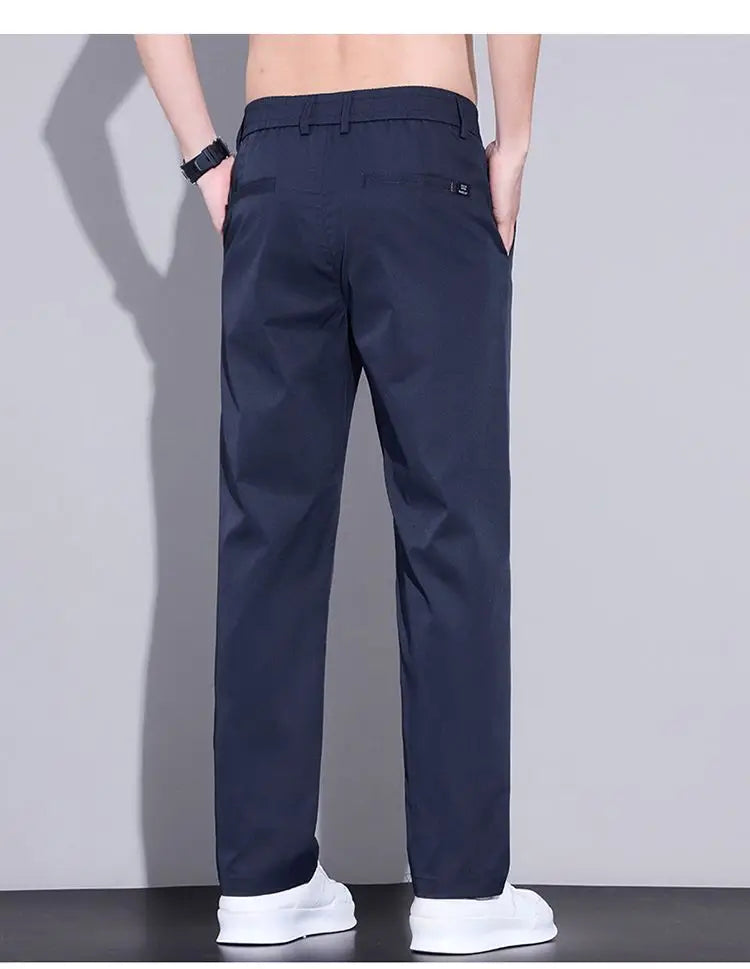 Spring Summer Thin Mens Pants Straight Business Casual Pants Ice Silk Quick Dry Breathable Korean Trousers Fashion Men Clothing