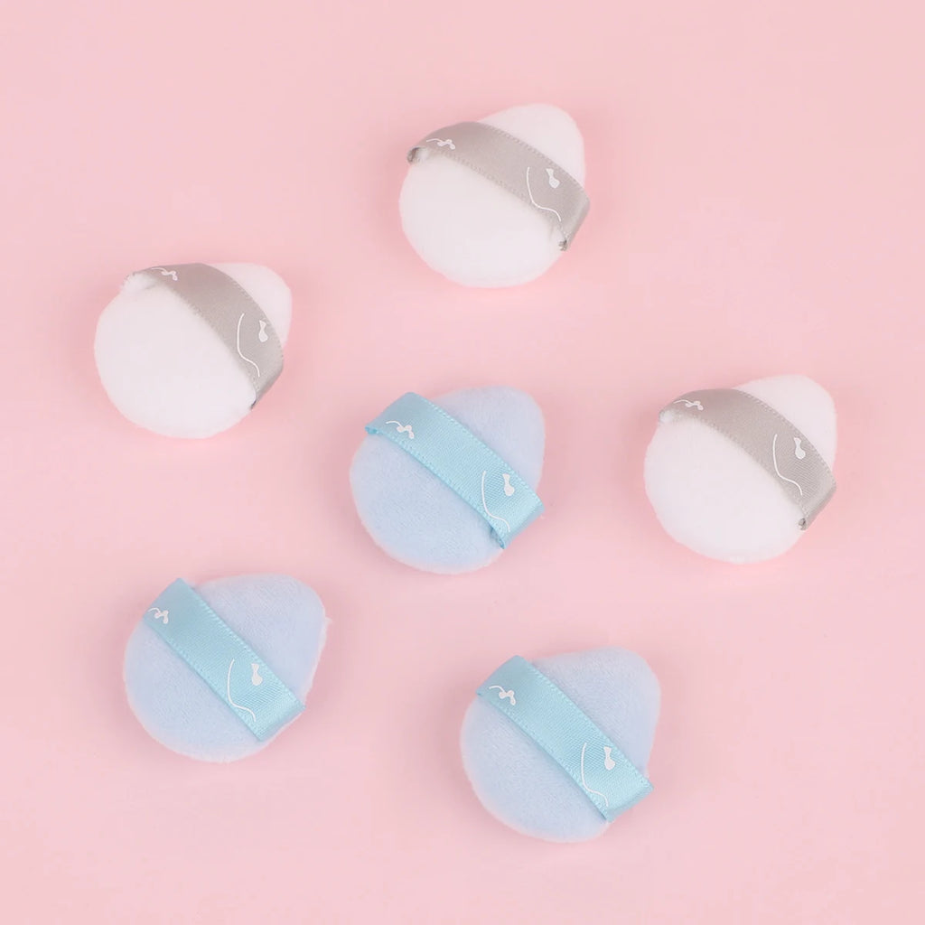 6 mini two-color powder puff suits with boxes, mini makeup samples, flocking powder puff soft jump, used for facial makeup.
