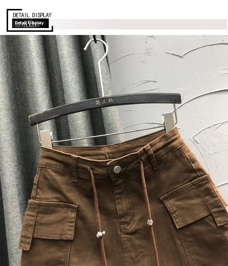 High Waist Slim Fit Denim Mini Skirt Women's Fashion Retro Style Short Skirts Summer Trendy Streetwear Polyester Fabric