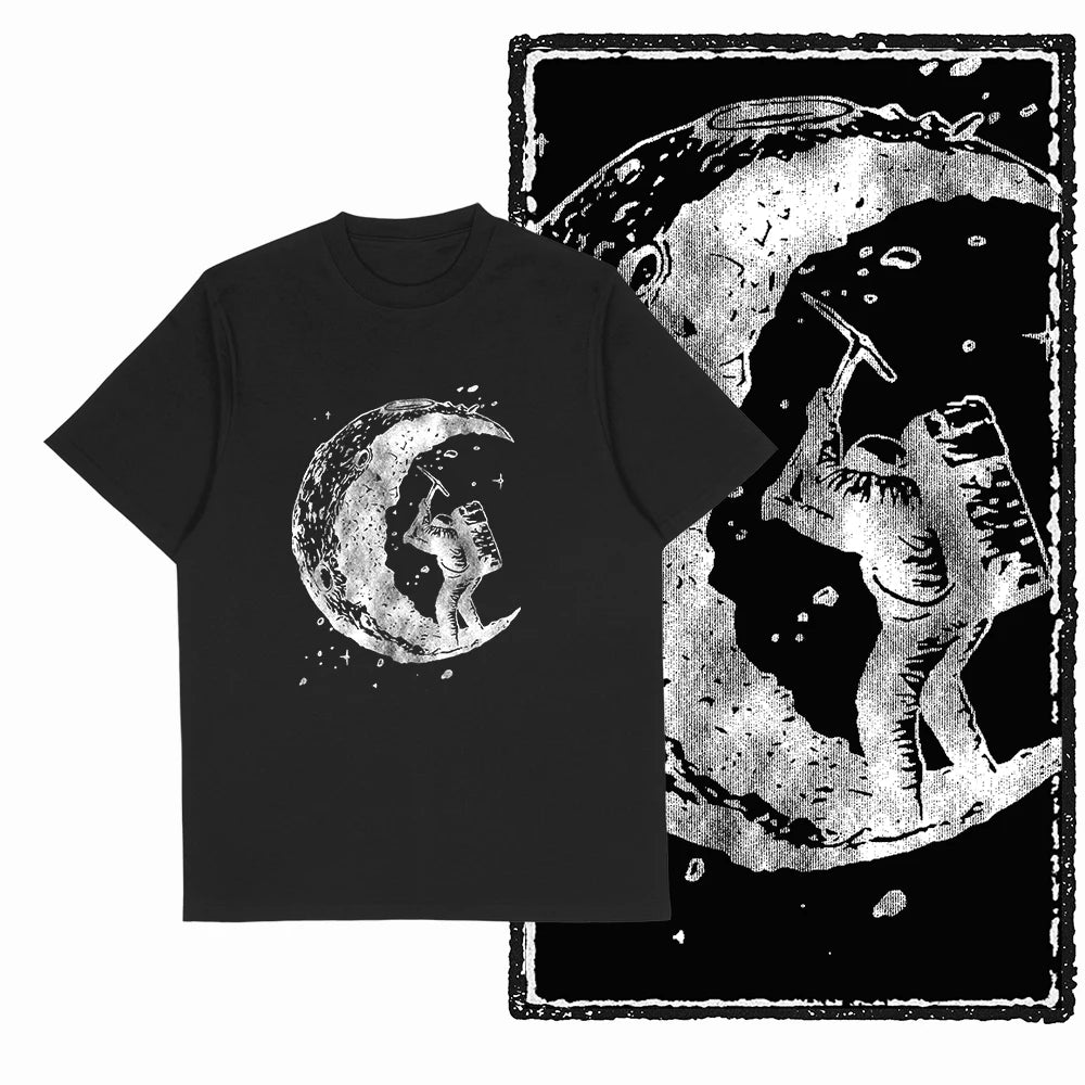 The Coolmind Men's 100% Cotton Astronaut Graphic T-Shirt - Black