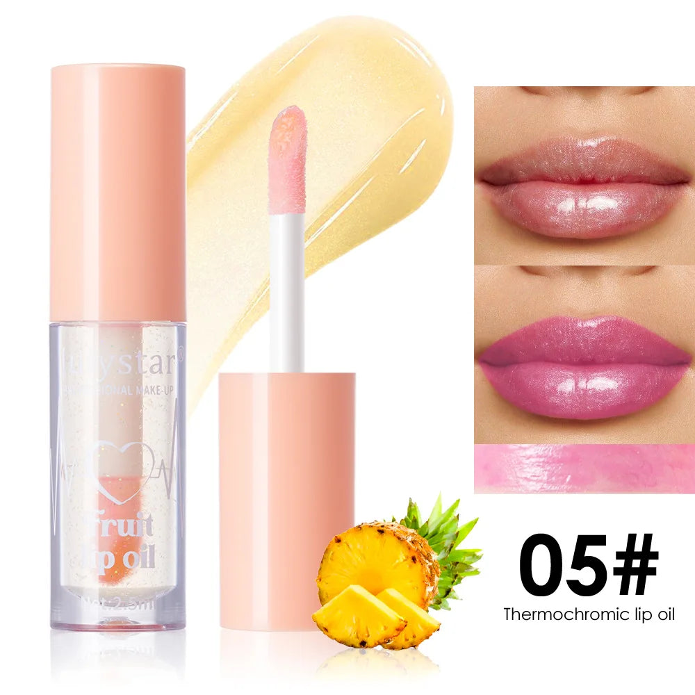 10Color Fruit Flavor Temperature Changing Lip Oil Set Hydrating Glossy Lip Gloss Brightening Water Light Lip Makeup Cosmetic Kit