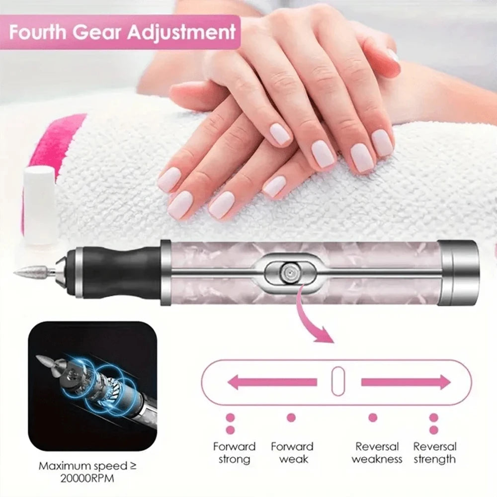 LINMANDA Rechargeable Electric Nail Grinder Nail Polishing Machine Portable Mini Electric Driil Pedicure Kit for Home Salon