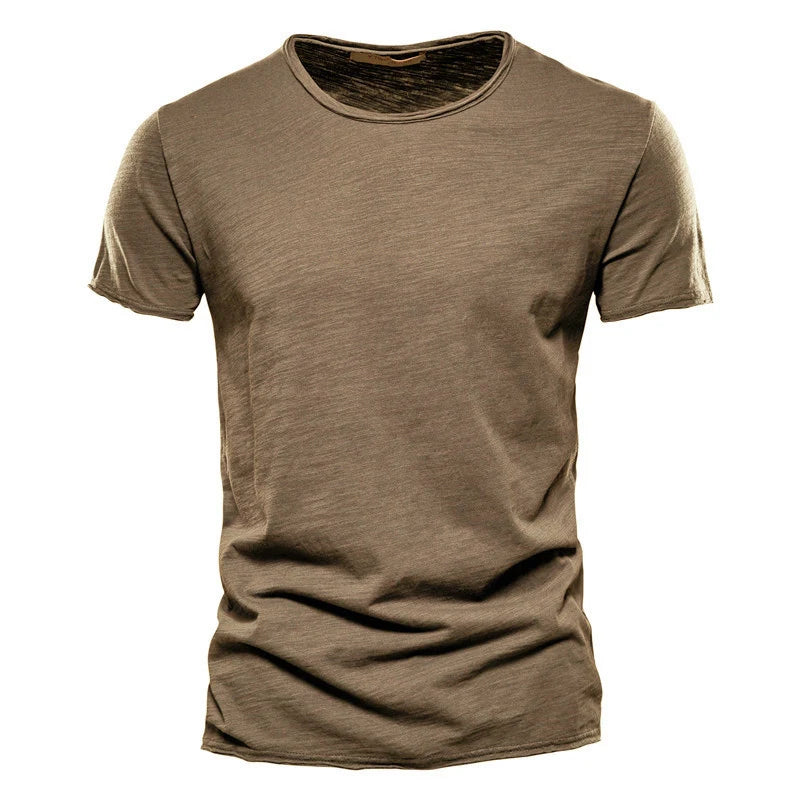 Aiopeson 100% Algodón Hombre Cuello V Camiseta Ajustada de Confort Premium Casual