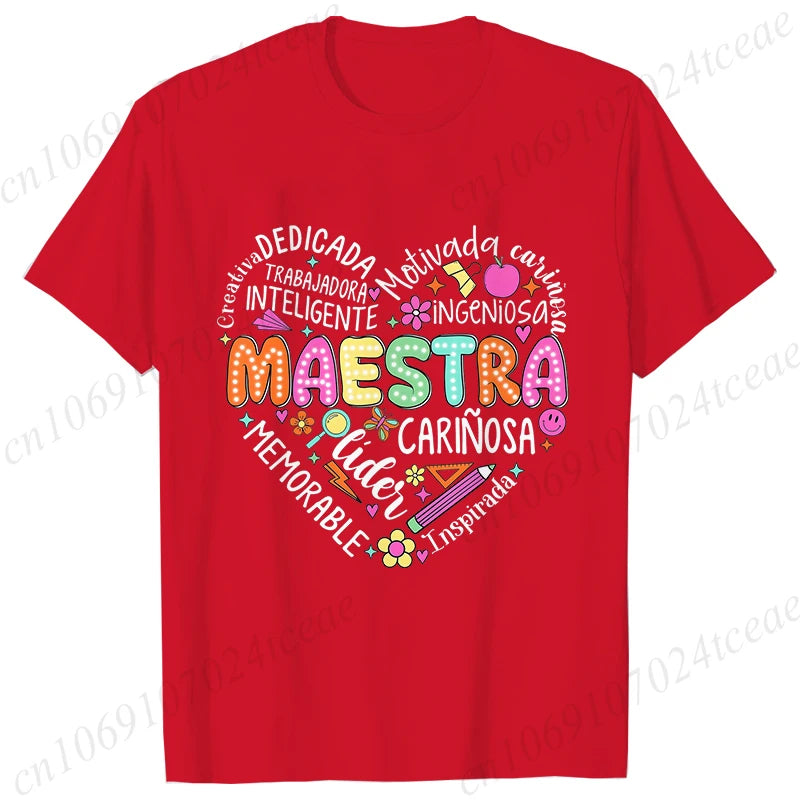 Spanish Maestra Women's T-Shirt Casual Short Sleeve Graphic Tee