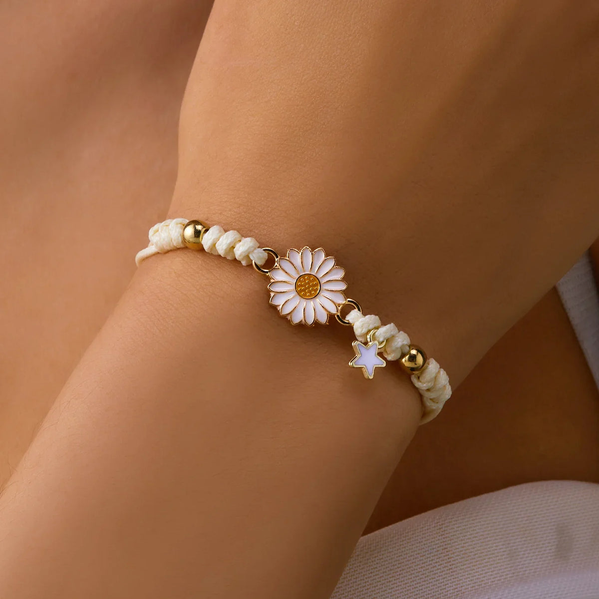 Simple Handmade Braided Sunflower Bracelets for Women, Colorful Adjustable Friendship Good‑Luck Fashion Jewelry Gift