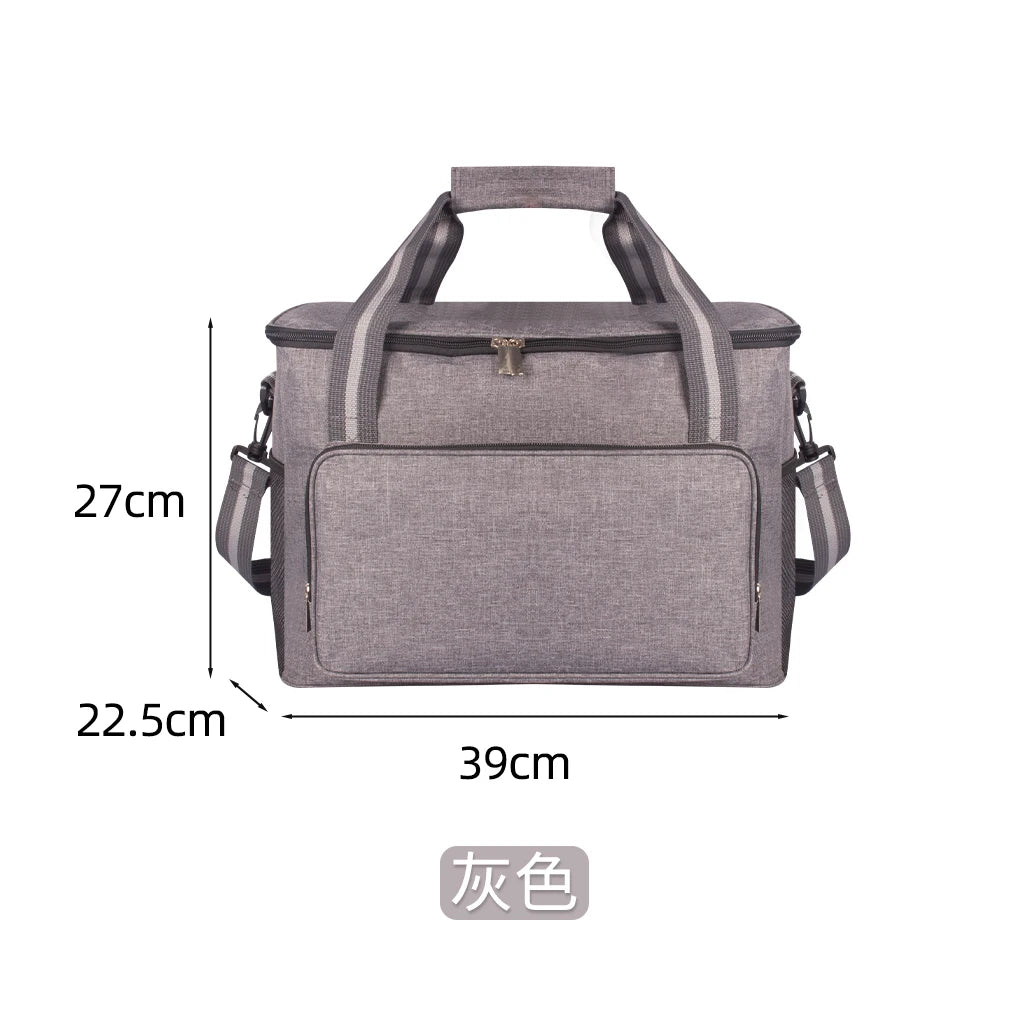 Bolsa Térmica Aislada Grande Negra Impermeable Antifugas Engrosada de Mano/Hombro para Picnic al Aire Libre