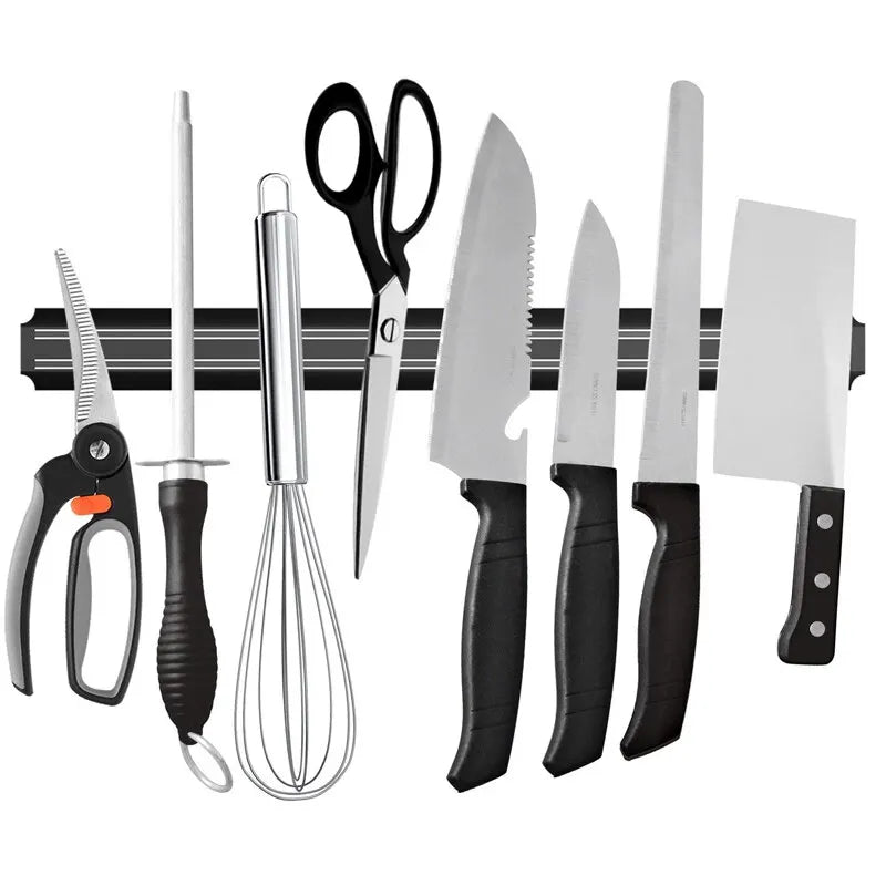 Soporte magnético para cuchillos, montado en la pared de la cocina, herramientas, absorbente, estante simple multifuncional, tira de plástico