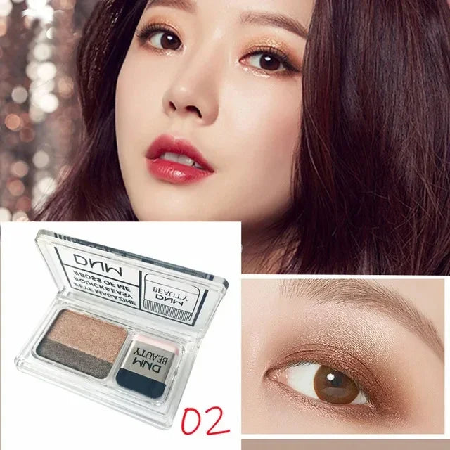 Two-Color Matte Eye Shadow Double Small Box Lazy Eye Shadow Easy To Carry Eyeshadow Tray Professional Women'S'S Cosmetics