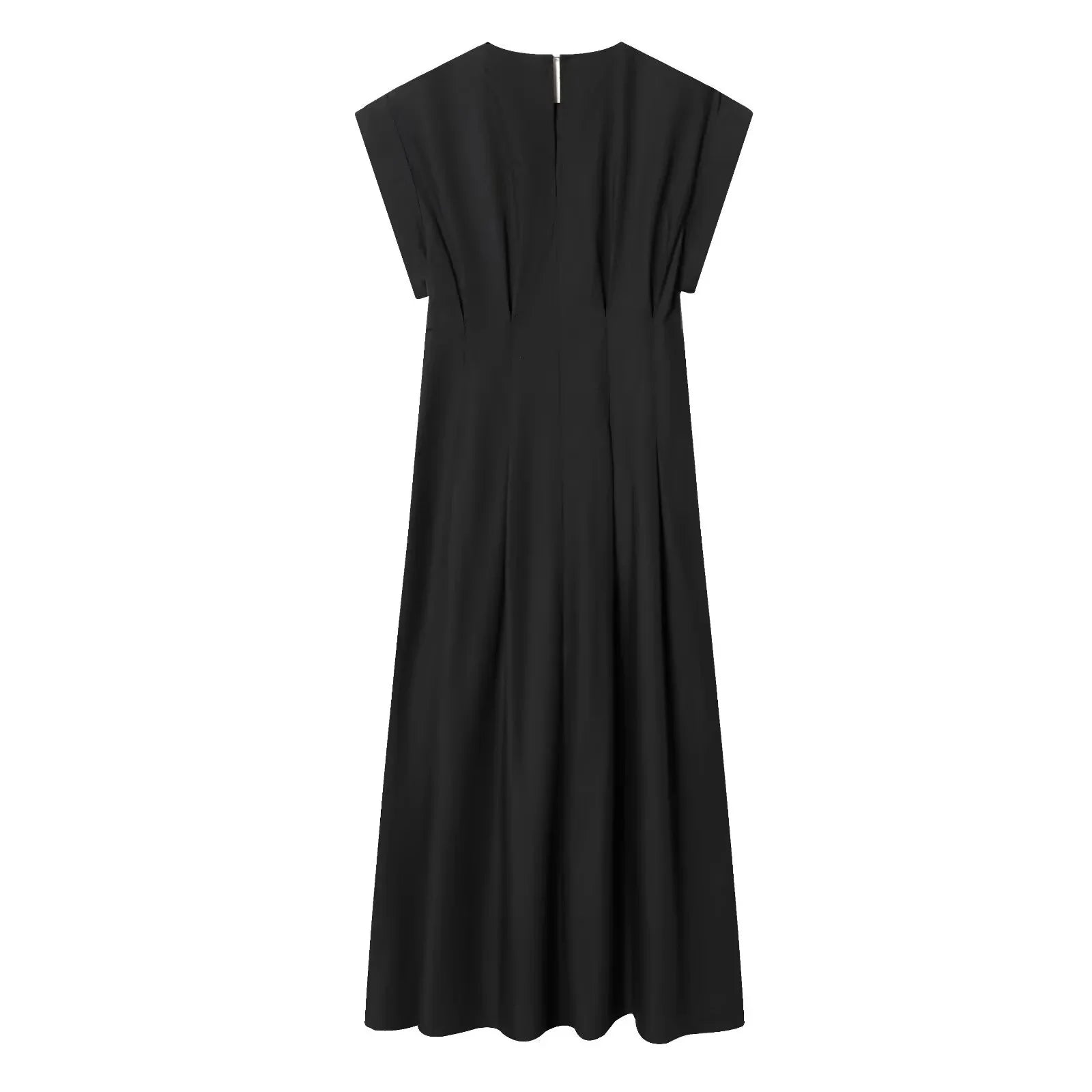 BSAY 2026 Minimalist Solid Color Long Dress Ladies Round Neck Cap Sleeve Waist Flowy A Line Maxi Dress Casual Vacation Sundress