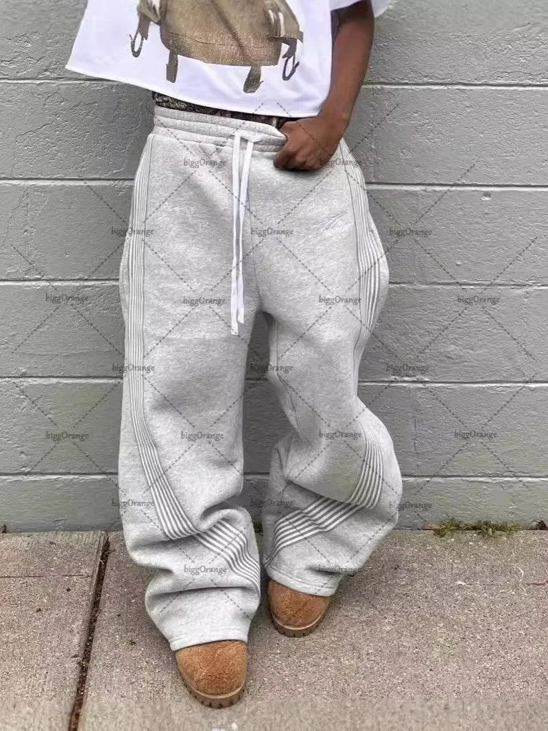 Embroidered Gray Slacks With Camouflage Features For Men's Women's Advanced Jogging Drawstring Sweatpants