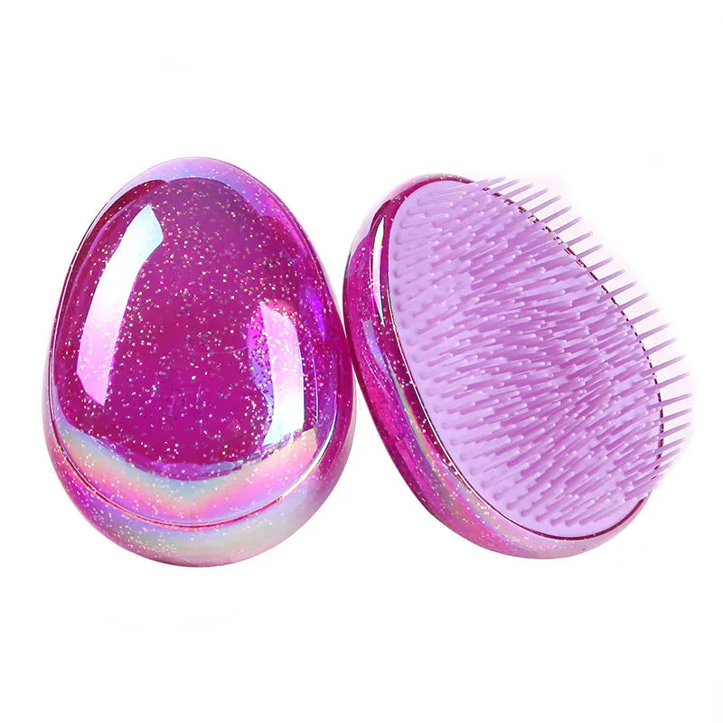Marbling Egg Shape Glitter Straight Hair Brush Anti-knotting Hair Smoothing Combs Anti Static Massage Hairbrush Tangle Hair Care