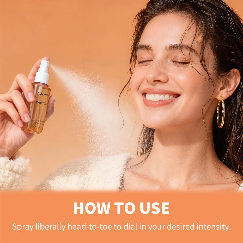 1/2 Pcs Vanilla Rose Fragrance Spray Hair & Body Fragrance Mist Fresh Long Lasting Fragrance Perfume Travel Size Freshener Spray
