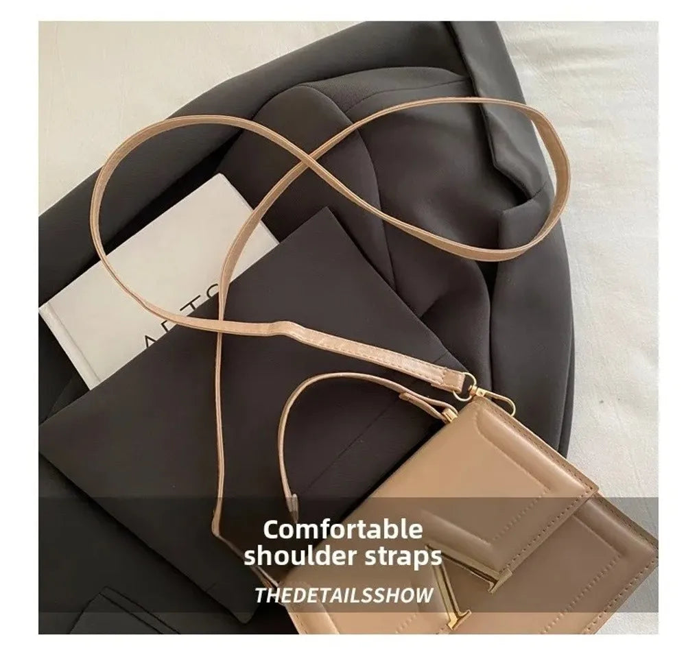 Casual Retro Shoulder Bag Candy Color Large Capacity Crossbody Bag PU Material Street Trend Ladies Handbag