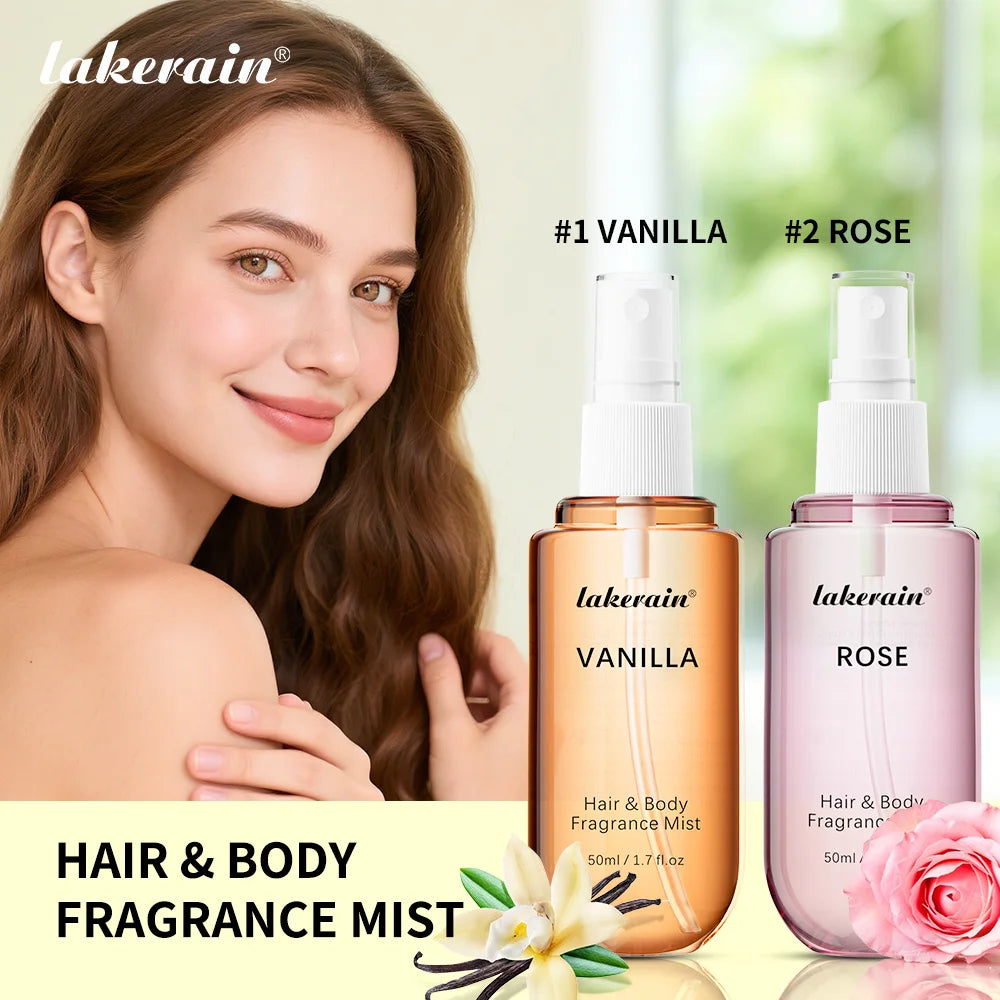 1/2 Pcs Vanilla Rose Fragrance Spray Hair & Body Fragrance Mist Fresh Long Lasting Fragrance Perfume Travel Size Freshener Spray