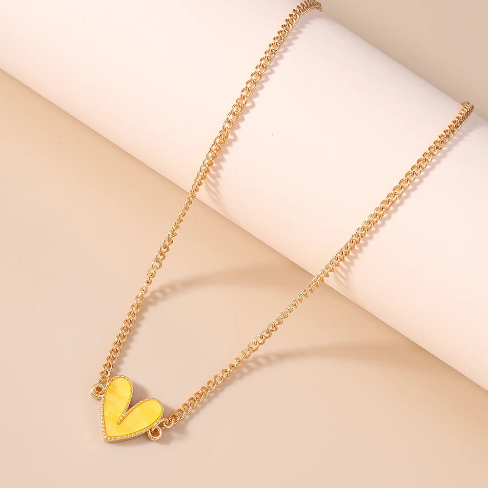 Cute Love Heart Pendant Necklace for Women Girls Gold Color Choker Necklaces Chain Birthday Jewelry Gifts