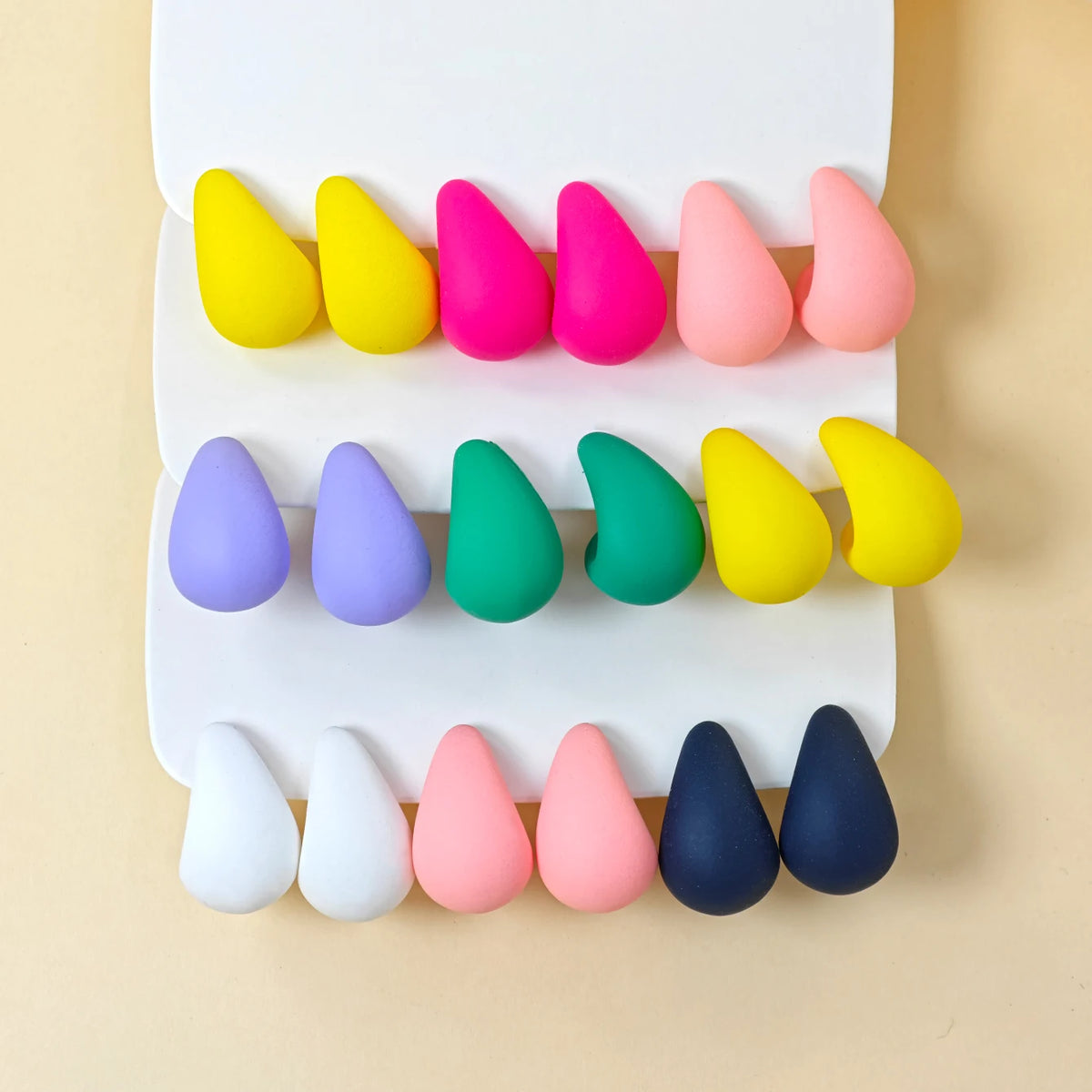 18pcs Water Drop Resin Earrings - Macaron Color Shiny Iridescent