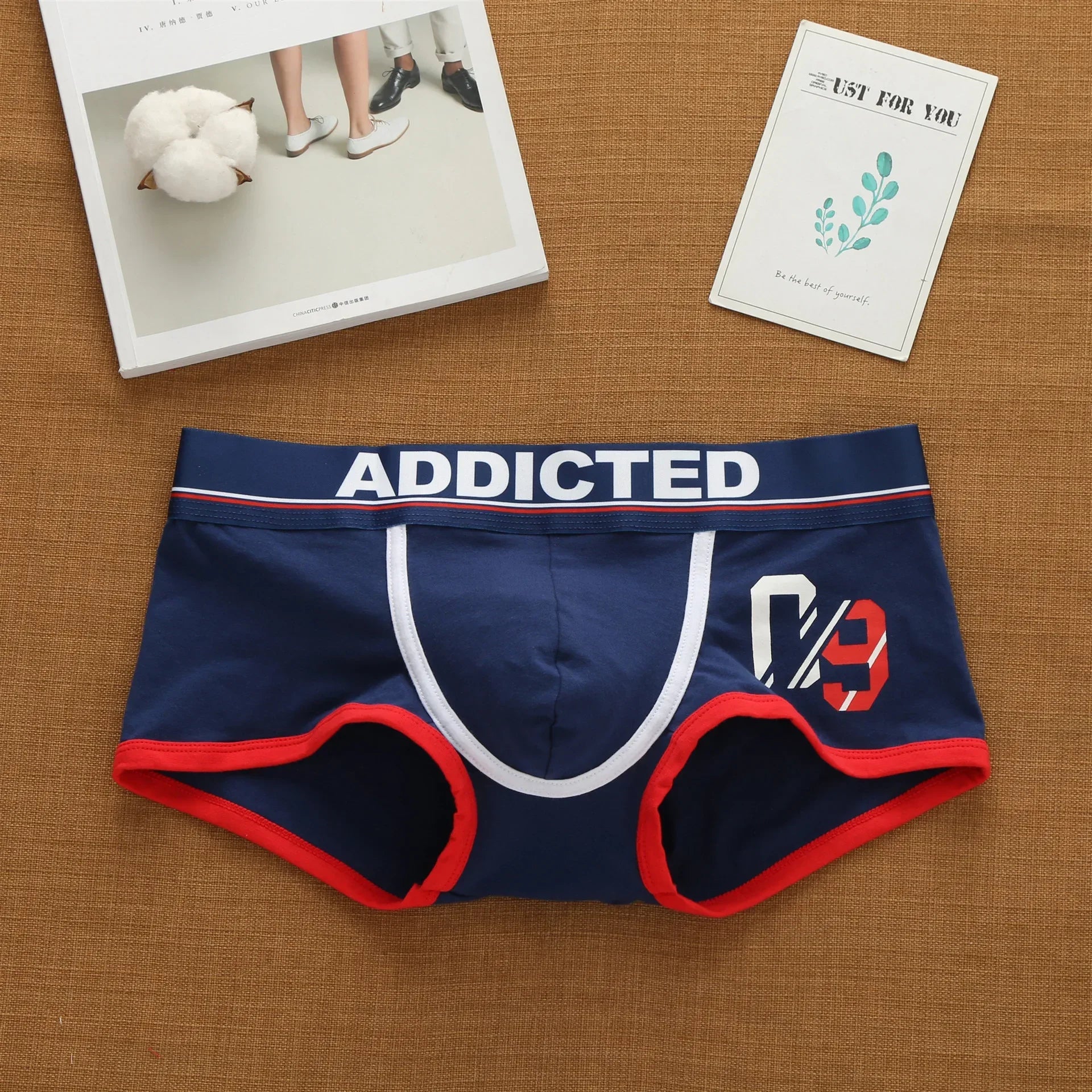 Men'S Korean Letter Pure Cotton Low Waist Underwear Elastic Style Fashion Trendy Flat Corner Pants