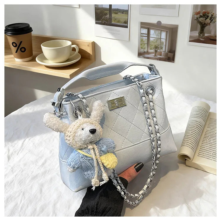 Korean Style Casual Women's Large Capacity Simple Tote Bag Fashion Trendy Underarm Leisure Handbag Daily Match PU Material