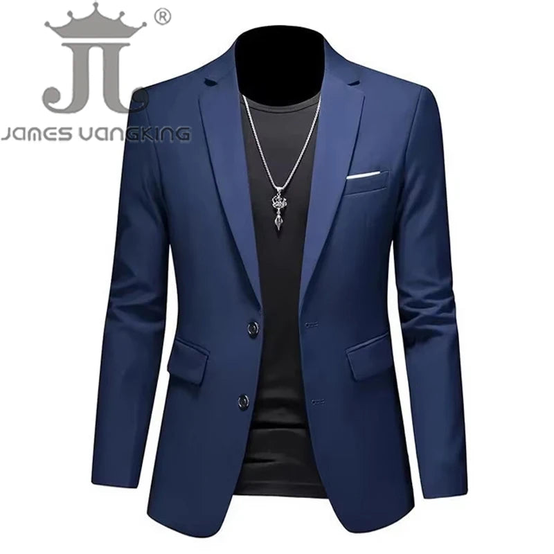 Boutique Fashion Mens Blazer Solid Color Premium High End Suit Jacket For Men Groom Wedding