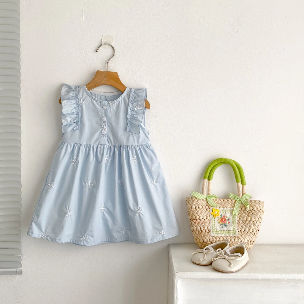 1-6Yrs Summer Girls Dress Baby Clothes Fashion Smocking Stitch Girls Dress Puff Sleeve Floral Cotton Baby Girls Princess Dresses
