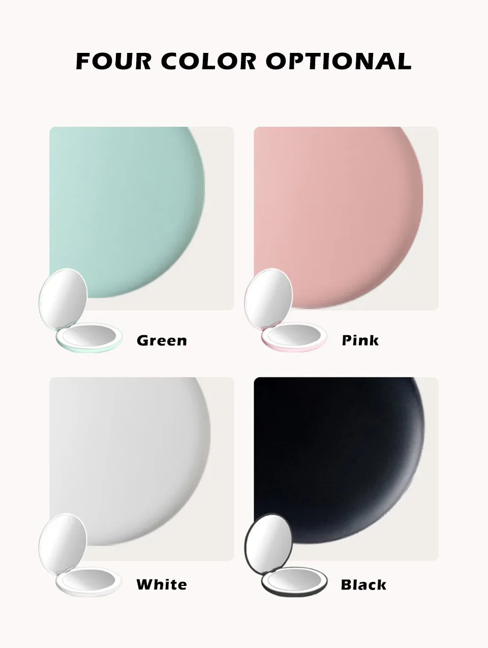 Pocket Mirror With Led Light Compact Makeup Mirror Small Mirrors Wholesale Mini Hand Folding Cute Mirror With Magnification