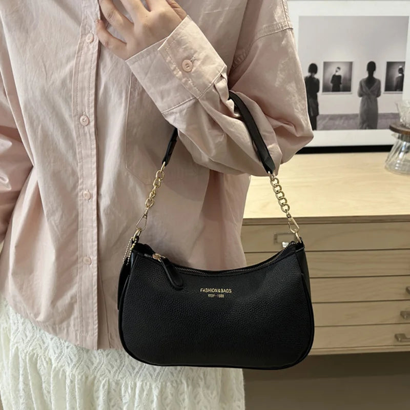 Crossbody Bag for Women Adjustable Strap Crescent Shoulder Bag PU Leather Zipper Closure Casual Handbag for Work Travel