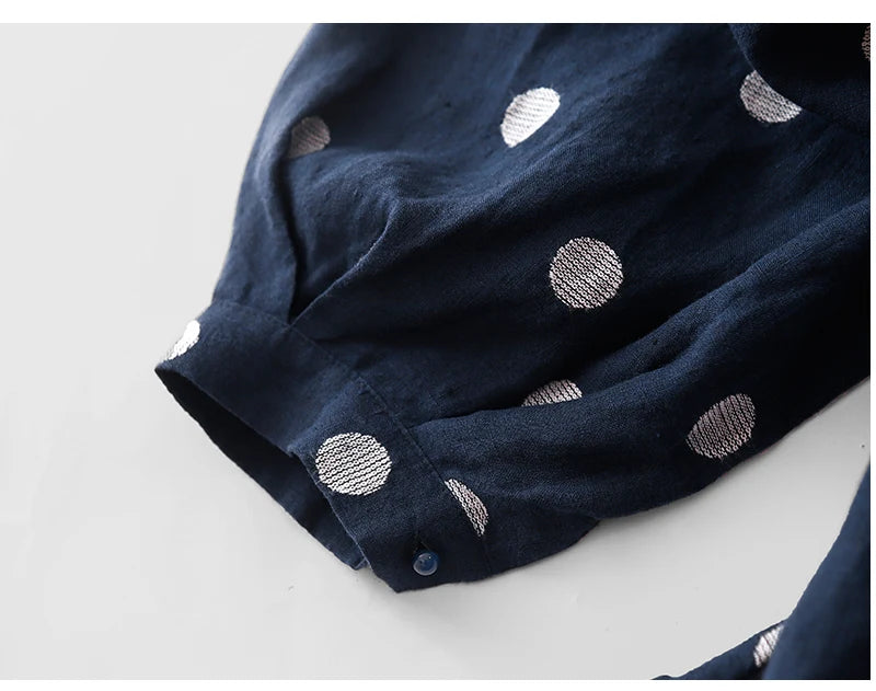Cotton Vintage Polka Dot Dresses For Women New Korean Long Sleeve Loose Casual Dress Vestidos Elegant Clothes Spring Autumn 2026