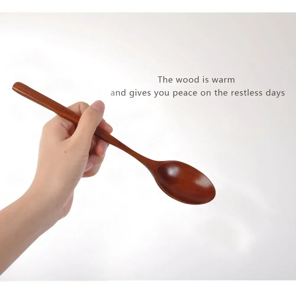 2pcs Wooden Spoon Soup Spoon Tableware Kitchen Cooking Utensils Tools Soup Environmentally Friendly Products Cooking Spoon