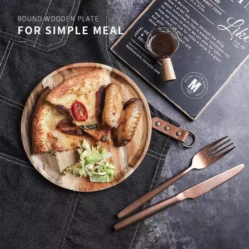2026 New 15/20/25cm DIY Thinking Wooden Plate Round Tea Wooden Dining Plate Snack Bread Dried Fruit Plate