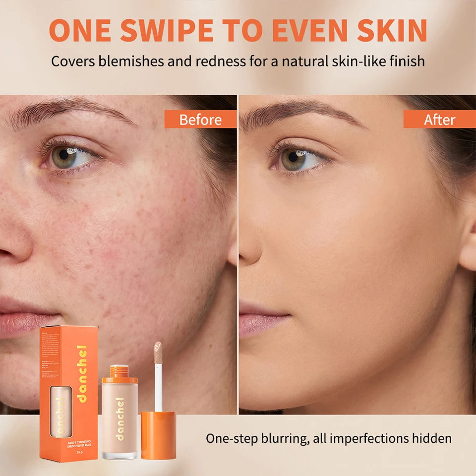 2-in-1 Liquid Foundation & Concealer Buildable Coverage Velvet Matte Finish Long Lasting Sweat Resistant Natural Face Makeup