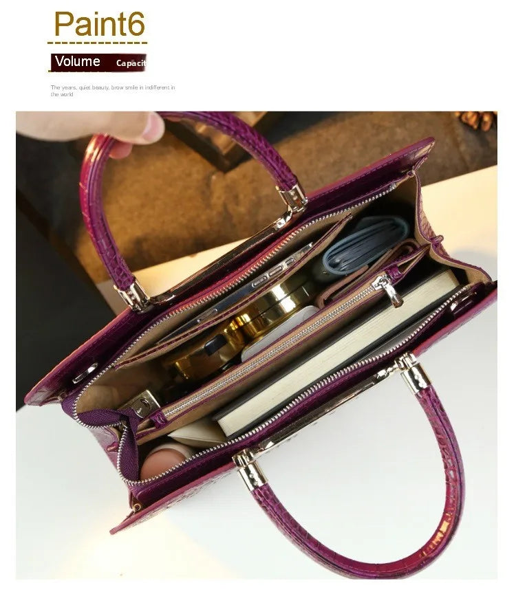2026 New Ladies Large Tote Business Bag Luxury Leather Crocodile Pattern High Capacity Handbag Single Shoulder Bag for Women