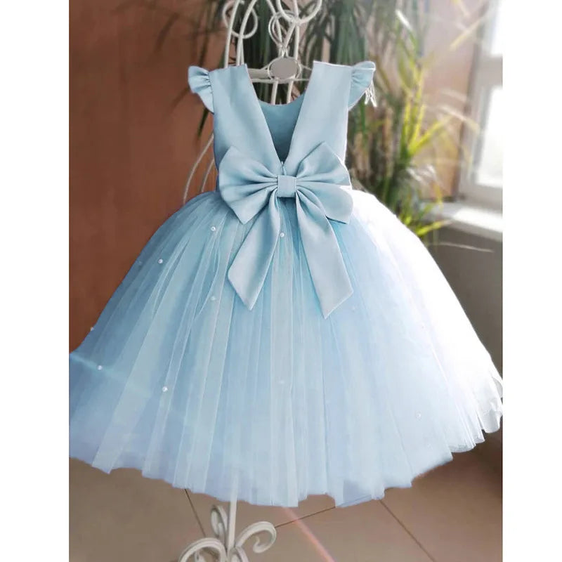 New Girls Puffy Dress Summer Tulle Fashion Little Princess Dress Piano Performance Costume Host Costume 2-10 Years Kids Clothes