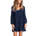 Women Casual Dress Casual V Neck Long Sleeve Loose Fit Ruffle Casual Fashionable High Quality New Arrival Trendy Comfortable