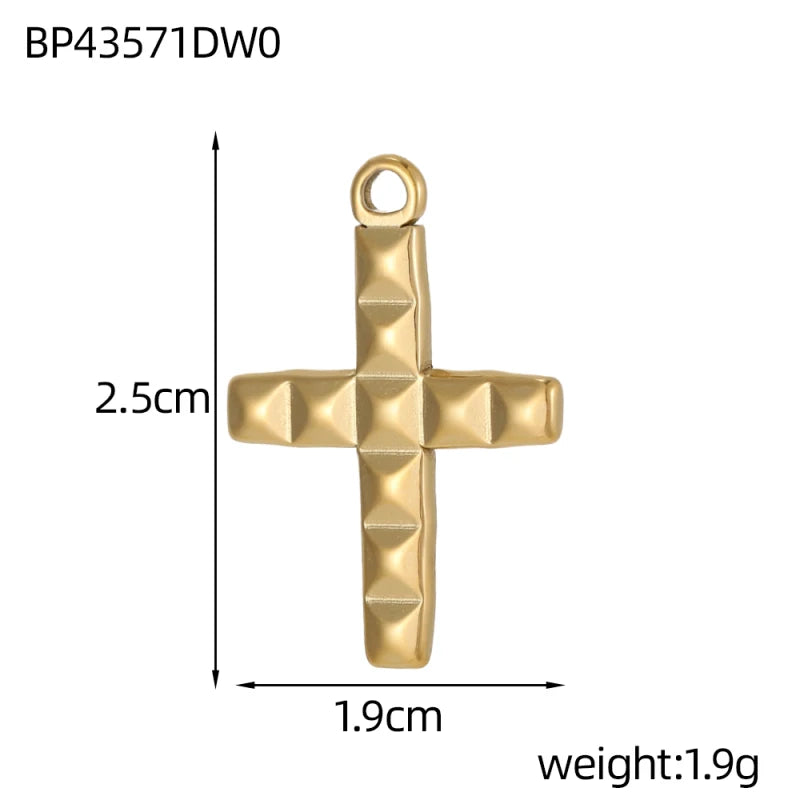 Jesus Cross Pendant Charm Set Colorful Stainless Steel Cubic Zirconia for DIY Jewelry for Men and Women