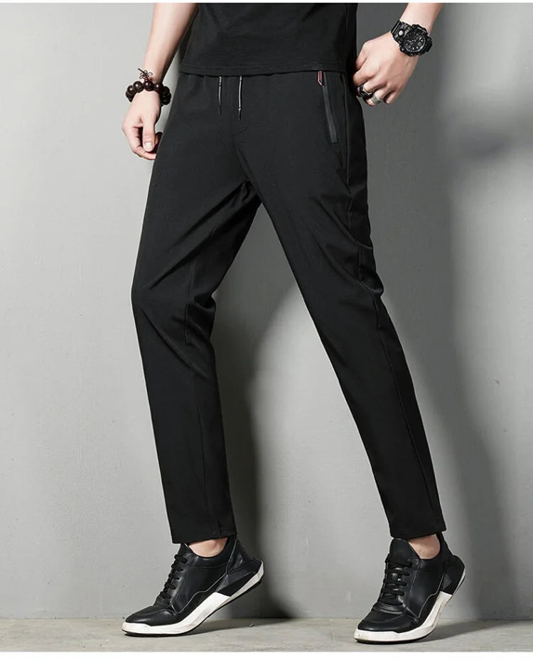 Men's Casual Pants Straight Slim Fit Elastic Waist Jogger Korean Classic Blue Black Gray Male Brand Trousers Plus Size 4XL 5XL