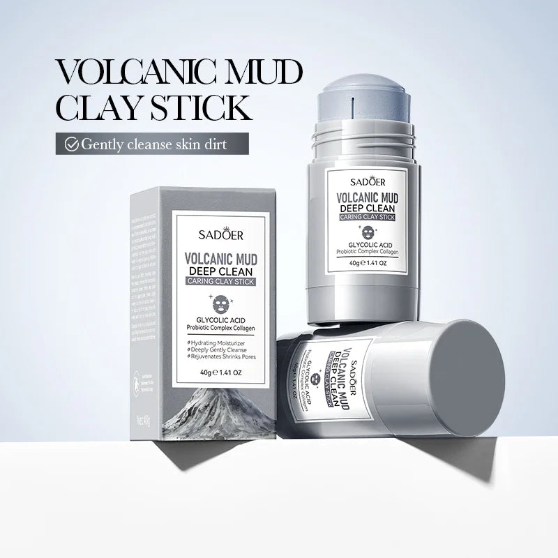 Sadoer Volcanic Mud Face Masks Stick Clay Mask Shrink Pores Deep Blackhead Remover Facial Cleansing Moisturizing