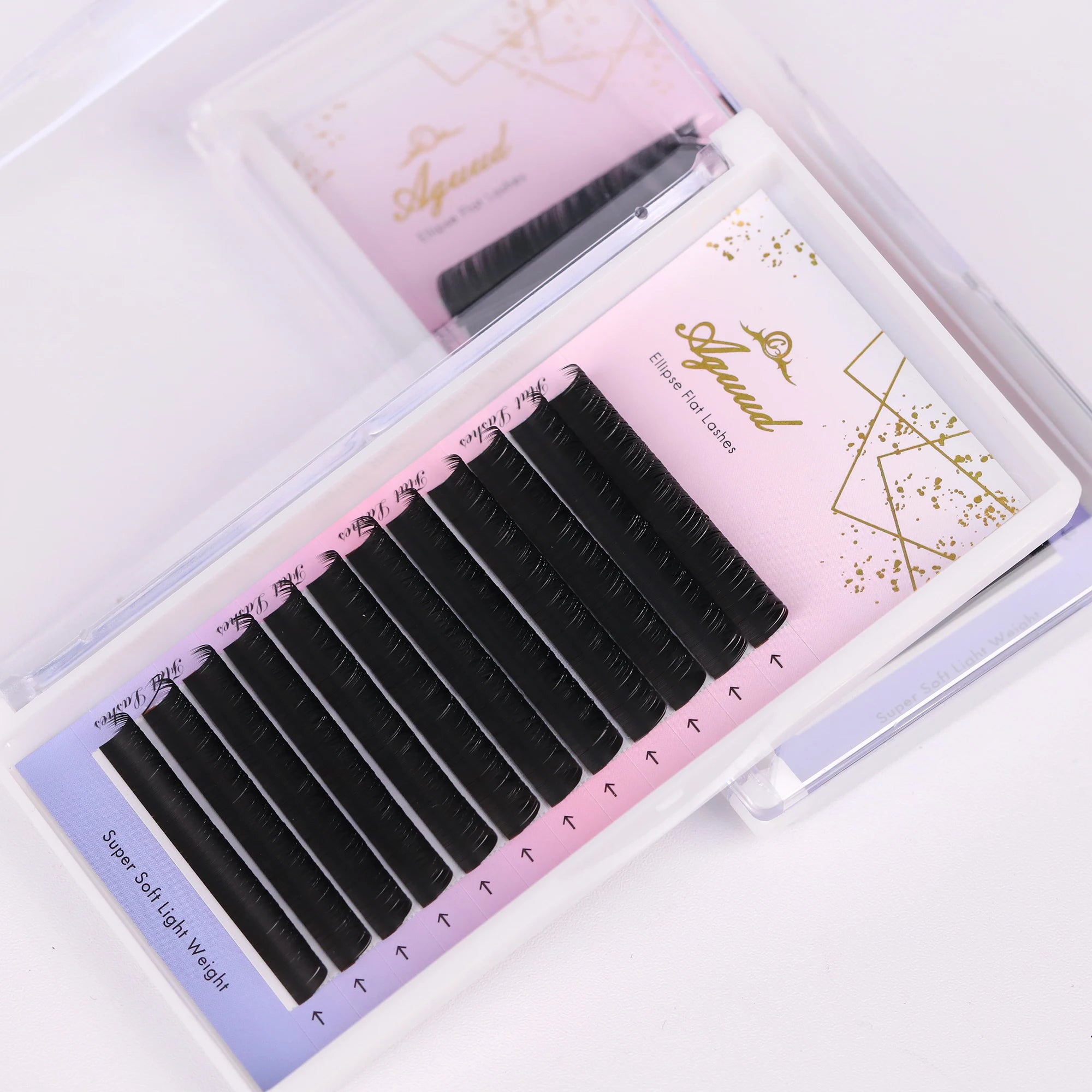 Aguud Matte Dark Black Ellipse Flat Lashes 0.15 0.20 B C Cc D Dd Double Split Tip Individual Flat False Eyelashes Makeup Cilia
