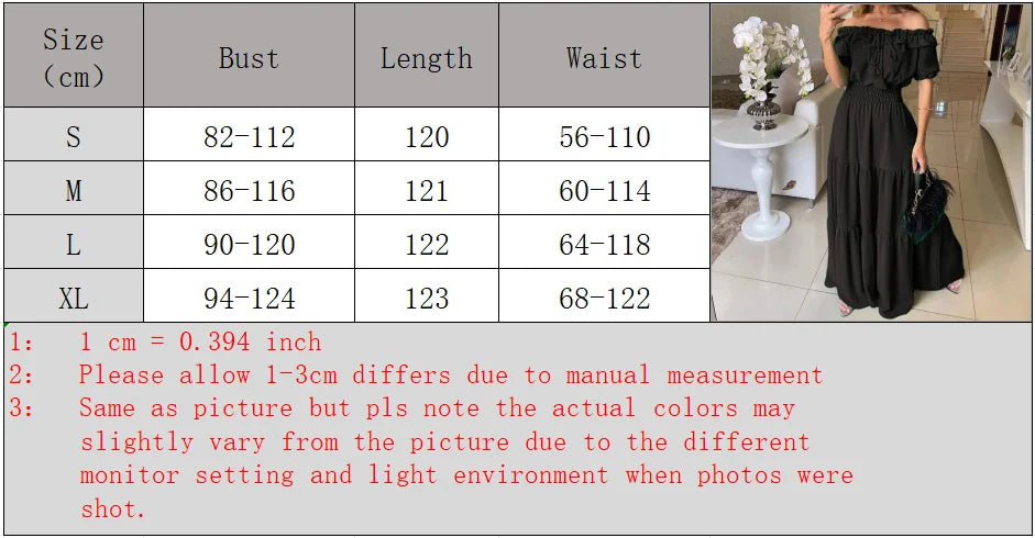 2026 Elegant Women's Off Shoulder Ruffle Sleeve Dress Fashion Solid Color Elastic Waist Tiered Maxi Dresses