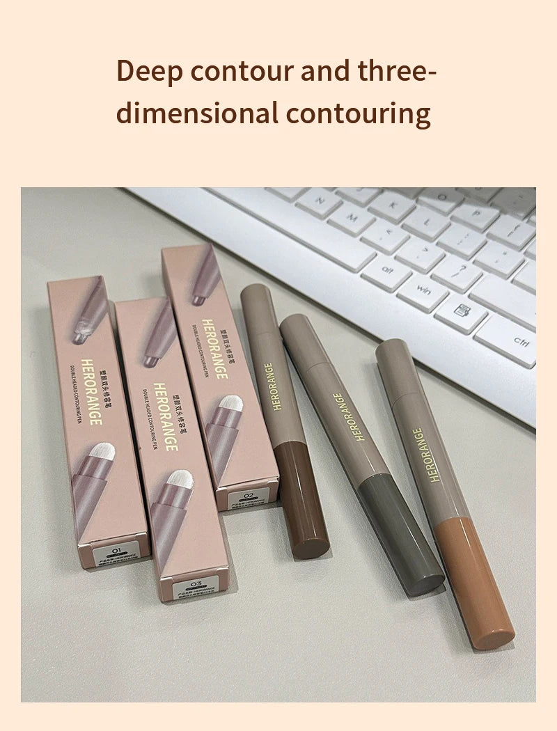 Herorange Valentine's Day Gift Contour Stick - 2-in-1 Nose & Face Sculpting Pen with Brush, Suitable for All Skin Types