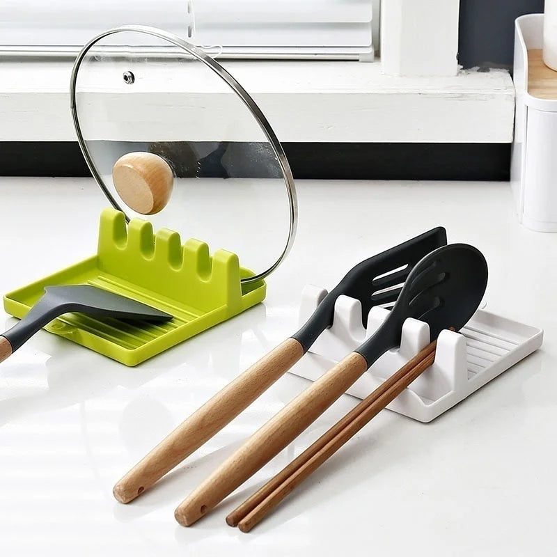 Soporte de cucharas de cocina, estante organizador de tenedores y espátulas de plástico, soporte antideslizante para palillos y cucharas