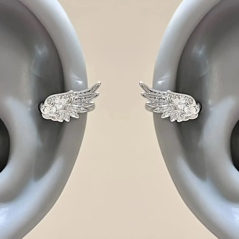 Creative Angel Wings Earrings Stud For Women'S Luxury Zircon Shiny Crystal Cross Silver Color Earrings Studs Fashion Jewelry Gifts