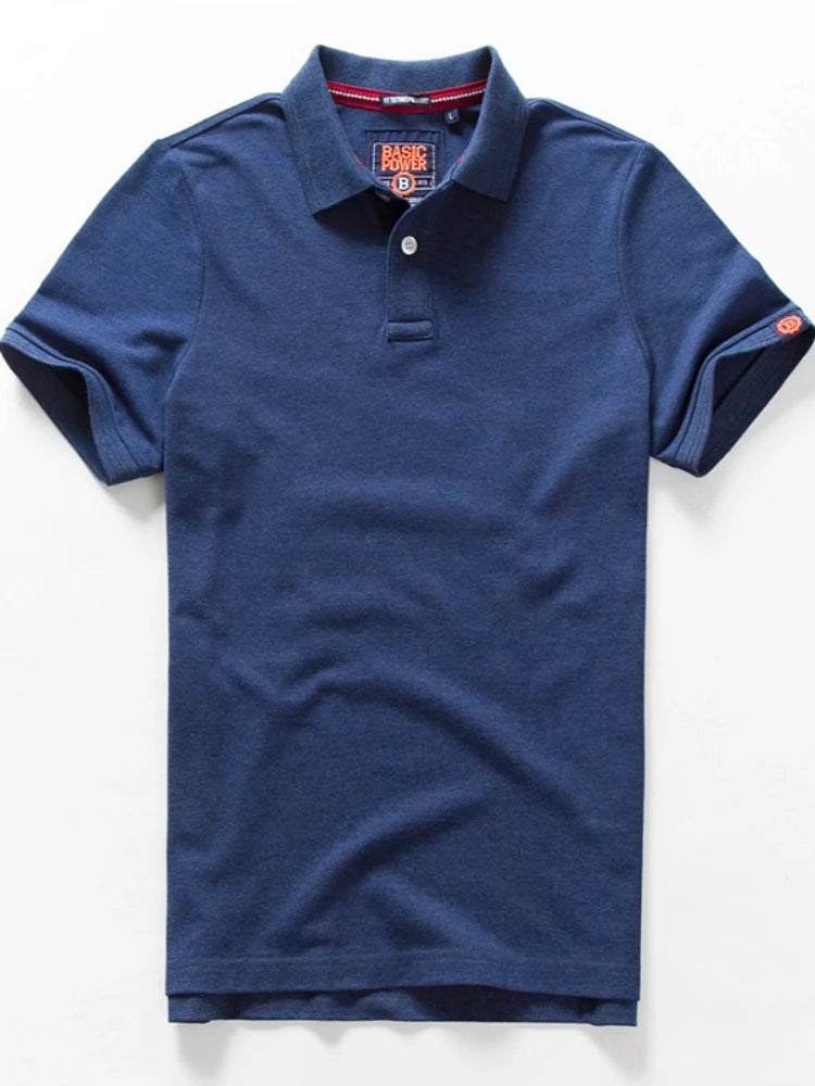 Summer New American Retro Knitted Solid Color Pearl Cotton Polo Shirts Men'S Fashion Washed Short Sleeve Lapel Casual T-Shirt