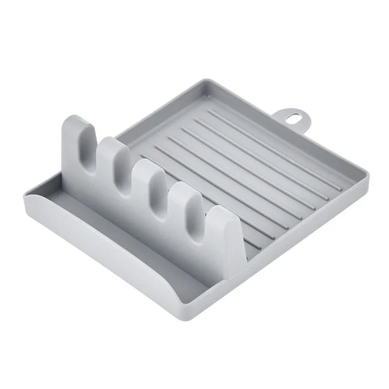 Soporte de cucharas de cocina, estante organizador de tenedores y espátulas de plástico, soporte antideslizante para palillos y cucharas