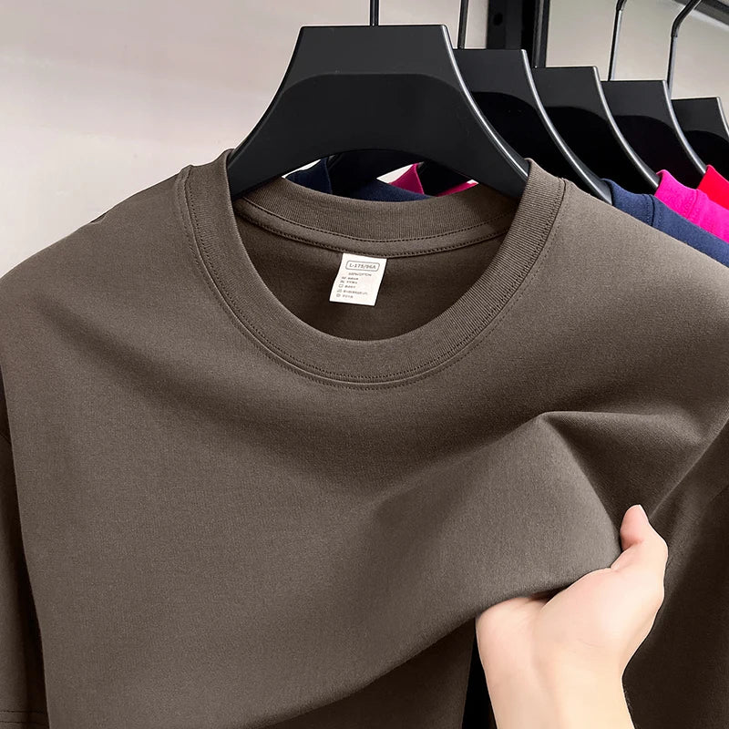 Men's 100% Cotton Short Sleeve T-Shirt - Casual Solid Color O-Neck