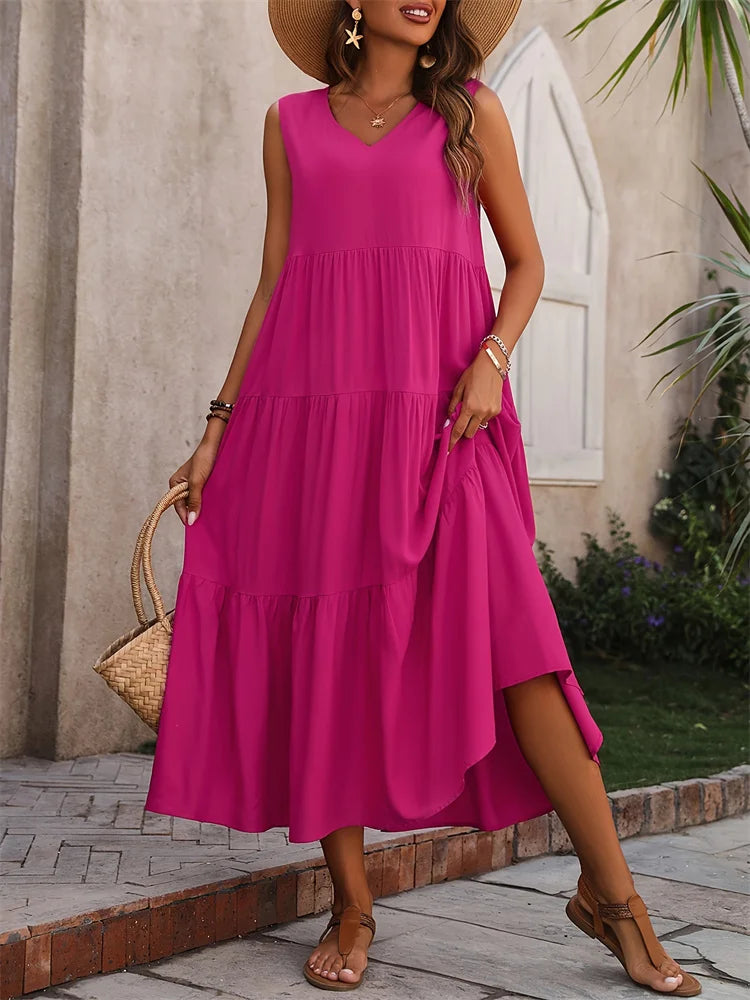 2024 Women Dress Summer Casual Brand Dresses Elegant Yellow Black Dress Femme