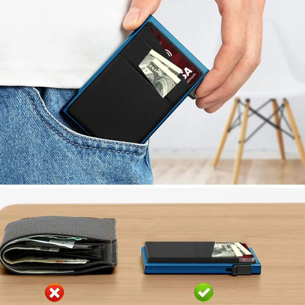 Anti-theft Cards Protectors Card Holder Minimalist Smart Wallet RFID Protection Aluminum Metal Box Cardholder Case Porte Carte
